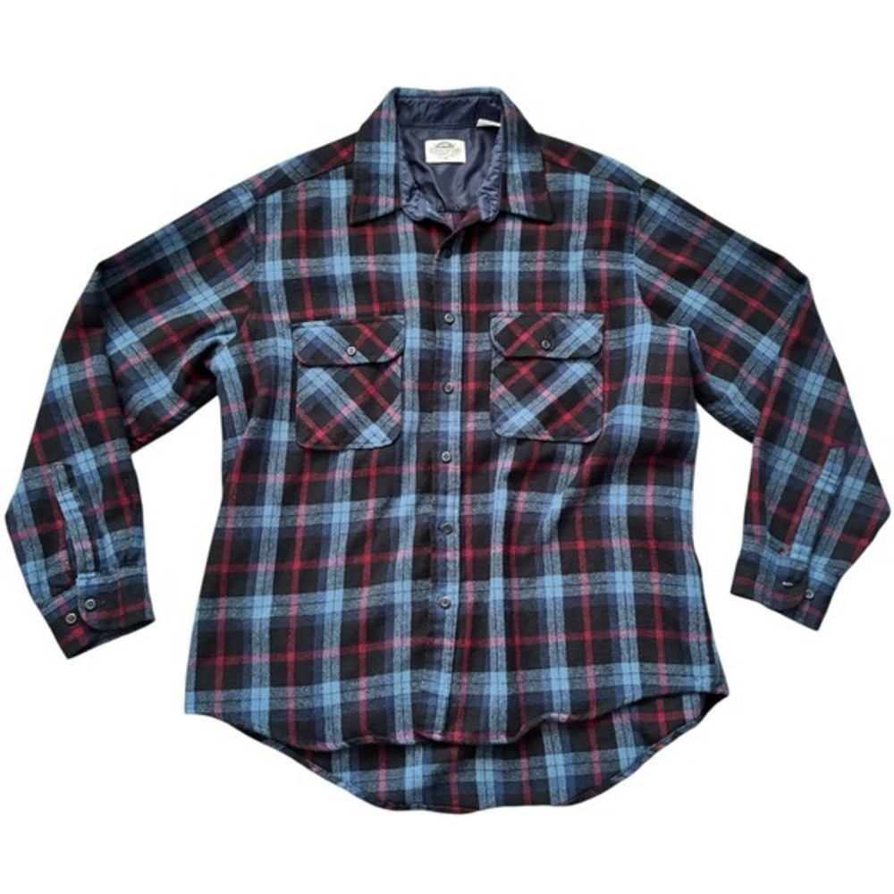 Fieldmaster Vintage Plaid Flannel Shirt Jacket XL Wool Blend Lined USA‎